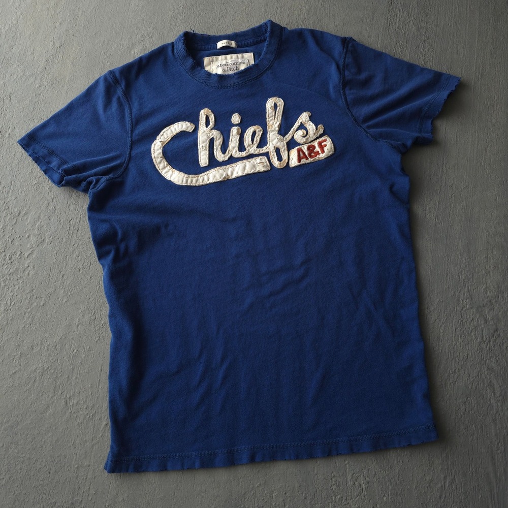 Vintage 2000s Abercrombie & Fitch Blue T-shirt XL Chiefs A&F Muscle Fit